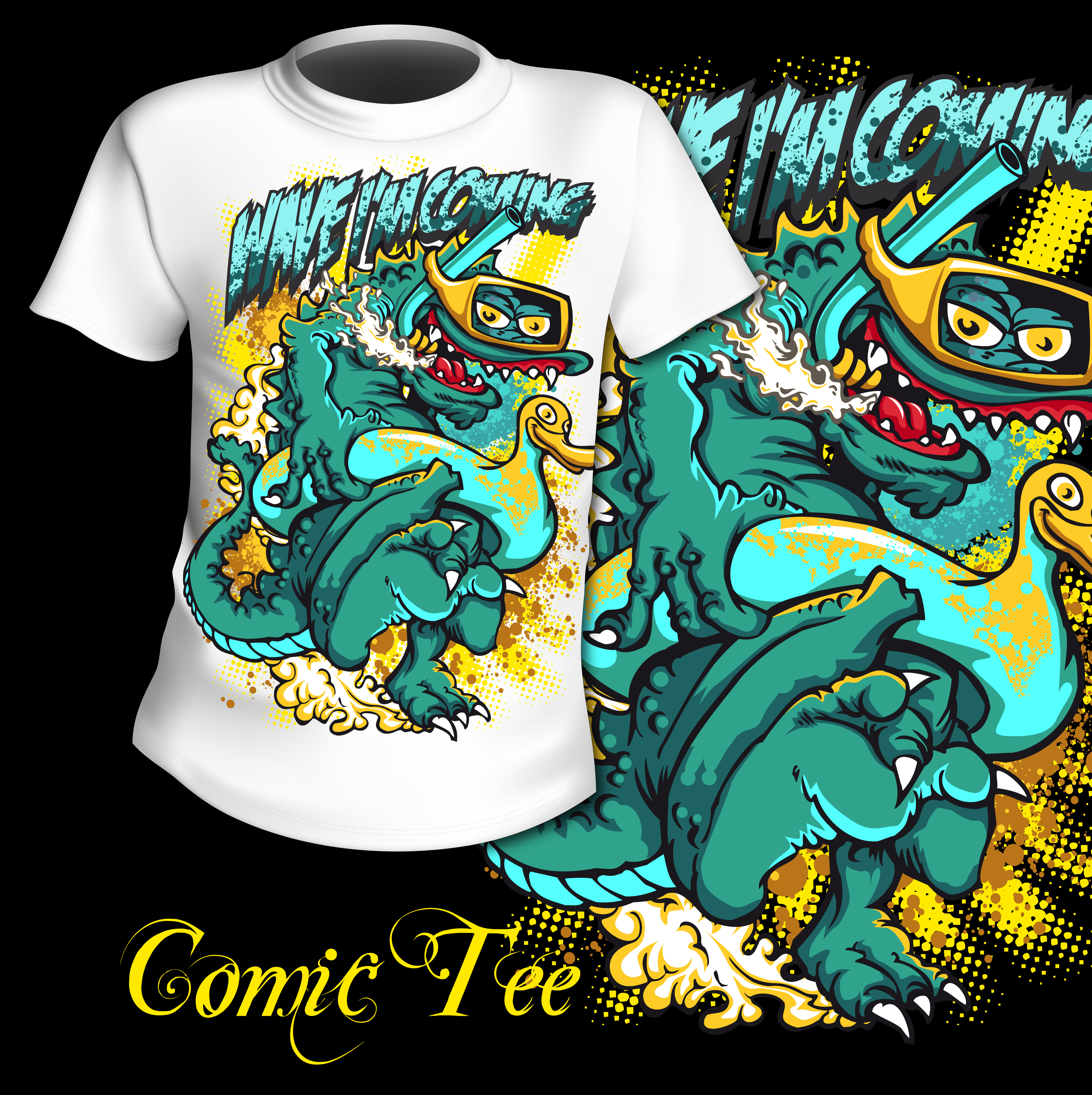 Wave Crazy T-Shirt Mockup EPS Vector Resource